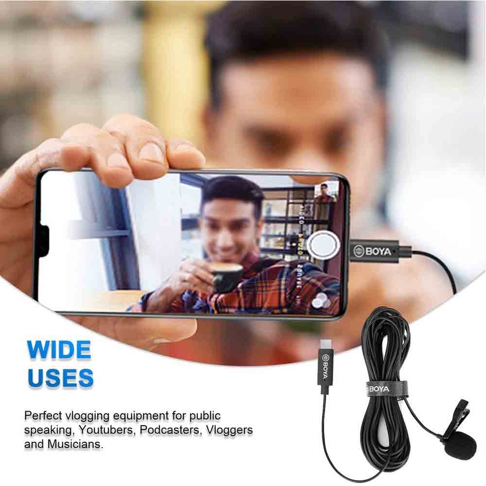 BOYA by-M3 Digital USB Type-C Lavalier Microphone - Side View