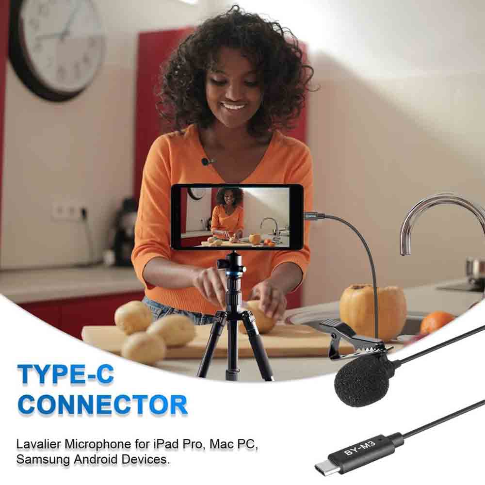 BOYA by-M3 Digital USB Type-C Lavalier Microphone - In Use