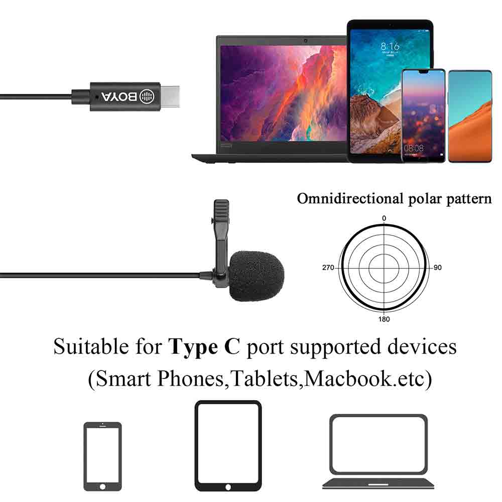 BOYA by-M3 Digital USB Type-C Lavalier Microphone - Compact and Portable