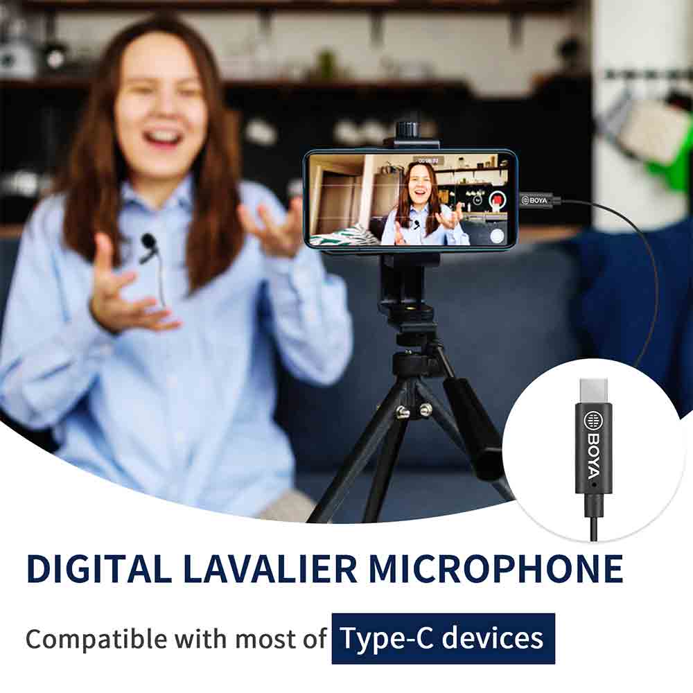 BOYA by-M3 Digital USB Type-C Lavalier Microphone - In Use