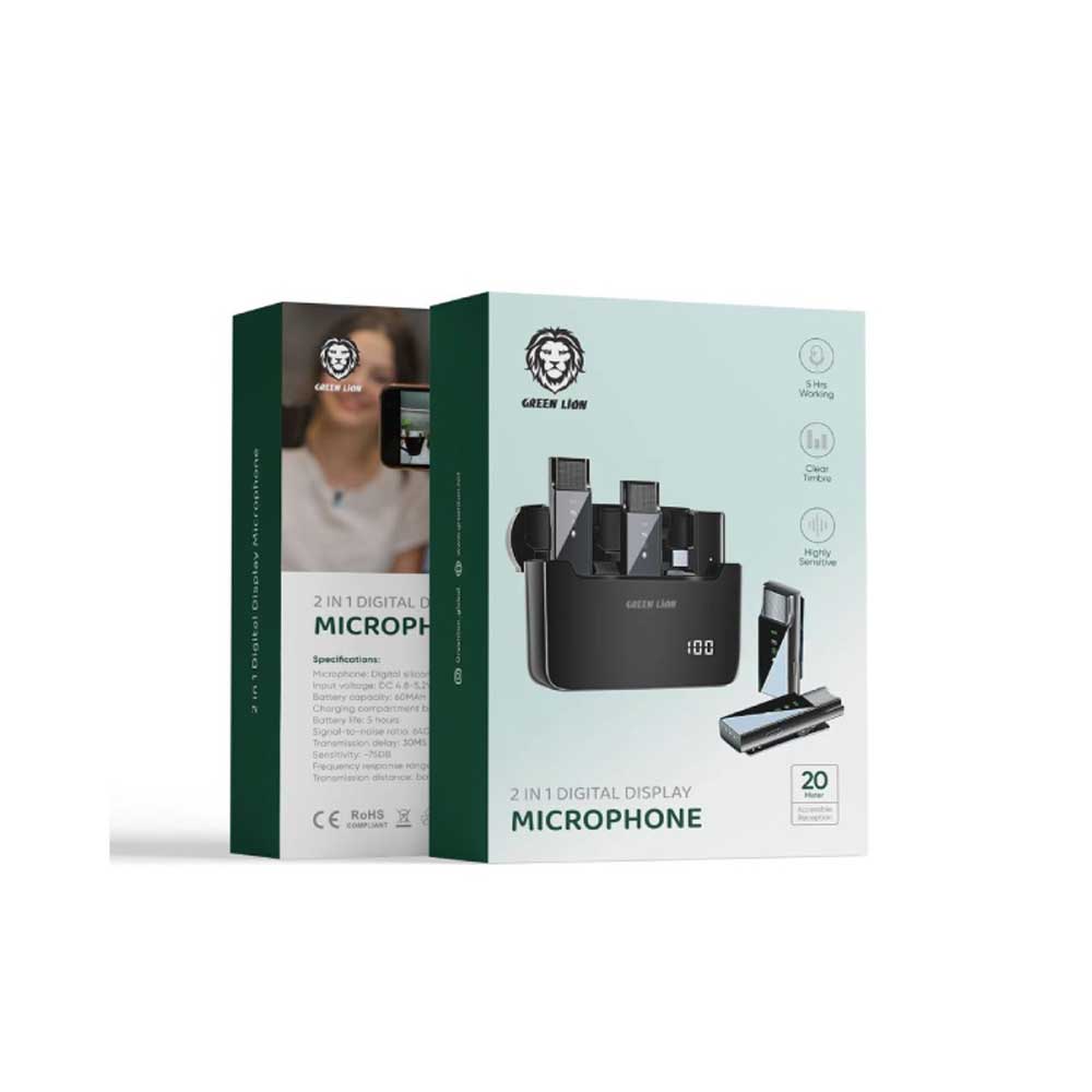 Green Lion 2 in 1 Digital Display Microphone (Type-C Connector)