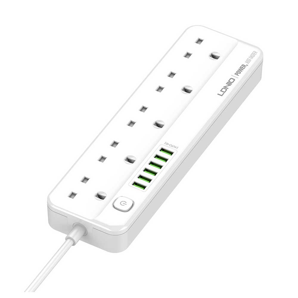 LDNIO SC5614 Power Strip Surge Protector with 5 AC Outlets + 6 USB Extension Power Cord