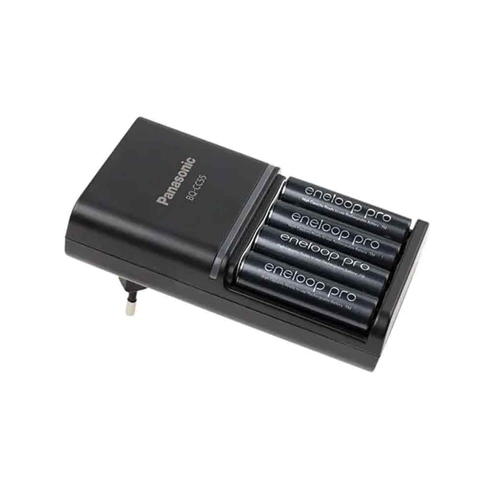 Panasonic Eneloop Pro Charger with 4 Rechargeable Batteries BQ-CC55